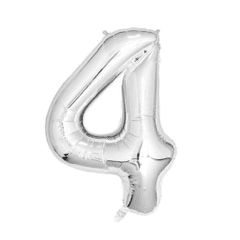 4 Number Balloon (Silver) (86cm)