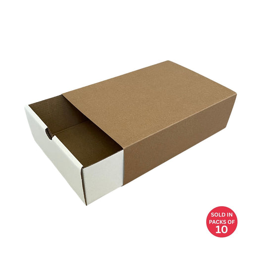White Sliding Gift Box with Sleeve (Kraft)256x176x77mm