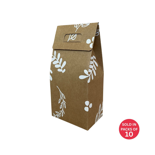 Kraft Coffee Box with Window (Botanical)190x90x60mm (Pack of 10)