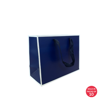 Luxury Royal Blue Gift Bag with Ribbon Handles 230x100x180mm (Pack of 10)