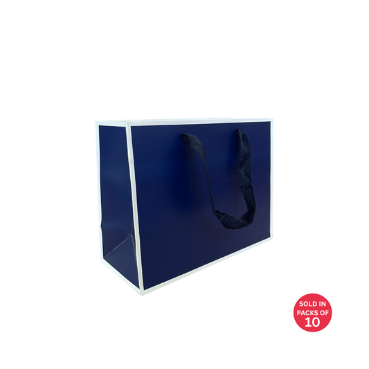 Luxury Royal Blue Gift Bag with Ribbon Handles 230x100x180mm (Pack of 10)