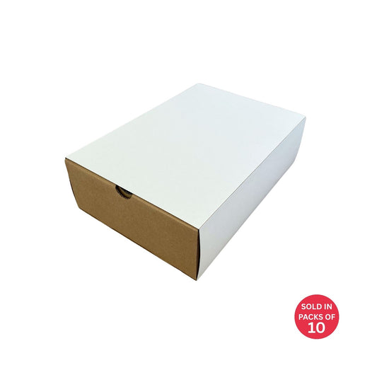 Kraft Sliding Gift Box with Sleeve (White) 256x176x77mm (Pack of 10)
