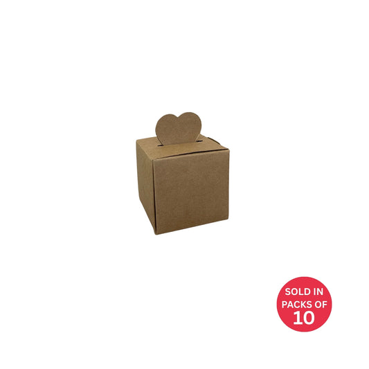 Square Box with Heart Closure (Kraft) 60x60x60mm (Pack of 10)