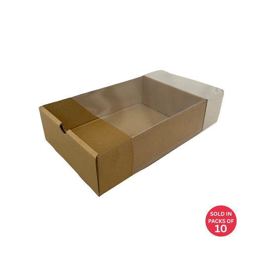 Kraft Sliding Gift Box with PVC Sleeve 256x176x77mm (Pack of 10)