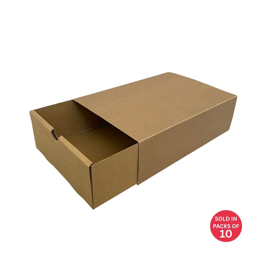 Kraft Sliding Gift Box with Sleeve (Kraft)256x176x77mm (Pack of 10)