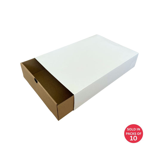Large Kraft Sliding Gift Box with Sleeve (White)350x245x75mm (Pack of 10)