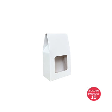 Small White Coffee Box with Window 145x80x45mm (Pack of 10)