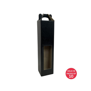 Black Single Bottle Wine Box with Handle (Pack of 10)