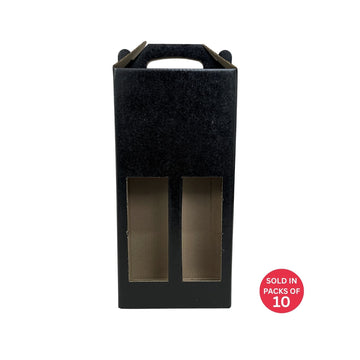 Black 2 Bottle Wine Box with Handle (Pack of 10)
