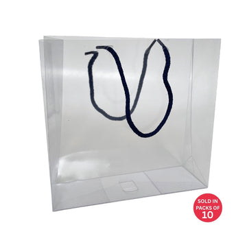 PVC Gift Bag with Black Handles 210x200x70mm (Pack of 10)