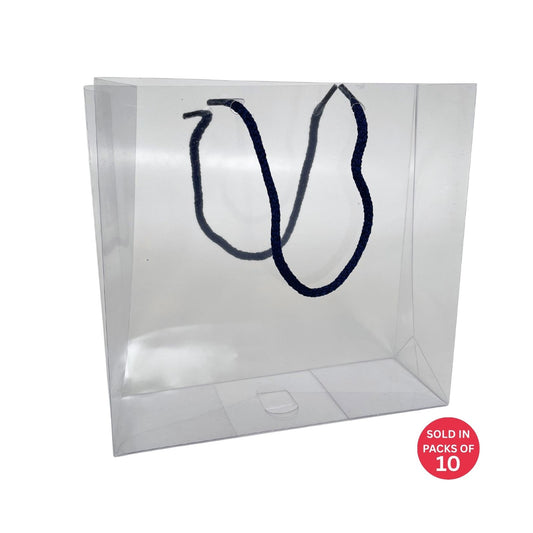 PVC Gift Bag with Black Handles 210x200x70mm (Pack of 10)