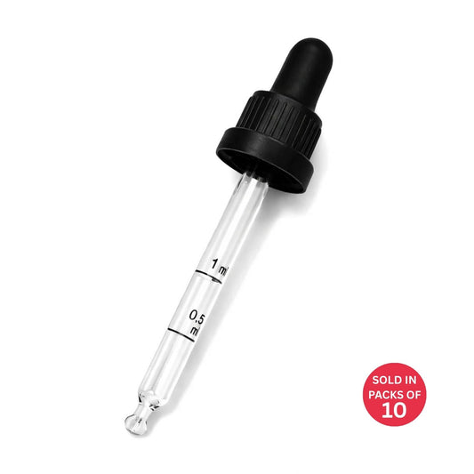 Pipette Dropper Cap (18mm) for 50ml Glass Bottle (Pack of 10)