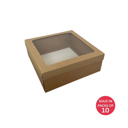 Bento Cake Box (Kraft) 250x250x90mm (Pack of 10)