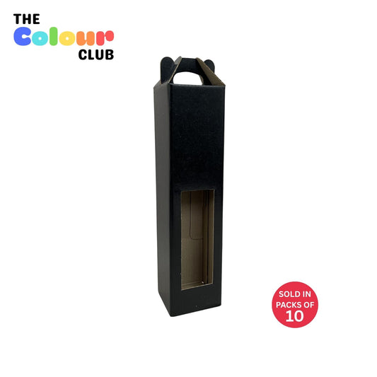 Black Single Bottle Wine Box with Handle (Pack of 10)