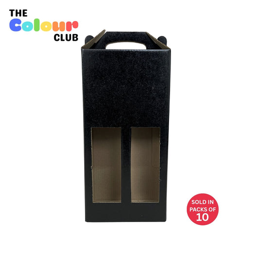 Black 2 Bottle Wine Box with Handle (Pack of 10)