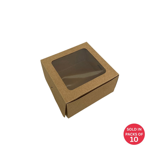 4 Cupcake Box (Kraft) 155x155x85mm (Pack of 10)