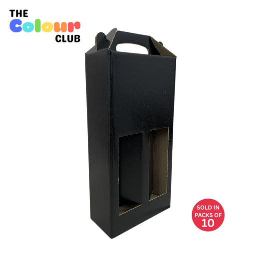 Black 2 Bottle Wine Box with Handle (Pack of 10)