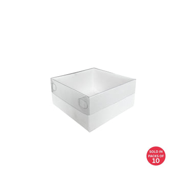 Square Box with PVC Lid (White) 125x125x60mm (Pack of 10)