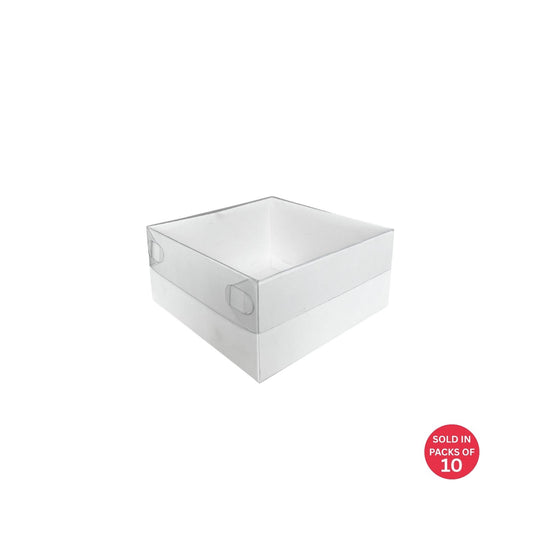 Square Box with PVC Lid (White) 125x125x60mm (Pack of 10)