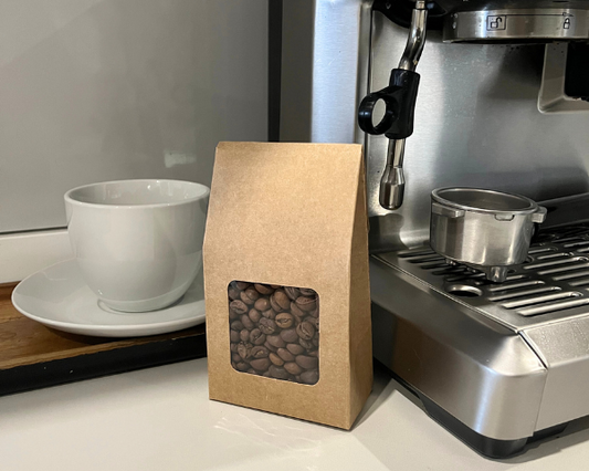 Small Kraft Coffee Box with Window  145x80x45mm (Pack of 10)