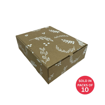 Large Kraft Shipper Box (285x226x84mm) Botanical (Pack of 10)