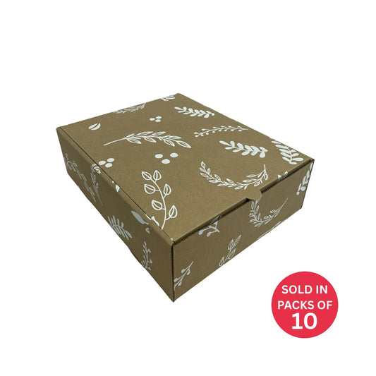 Large Kraft Shipper Box (285x226x84mm) Botanical (Pack of 10)