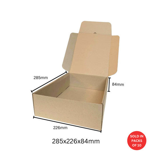 Large Kraft Shipper box 285x226x84mm (Pack of 10)