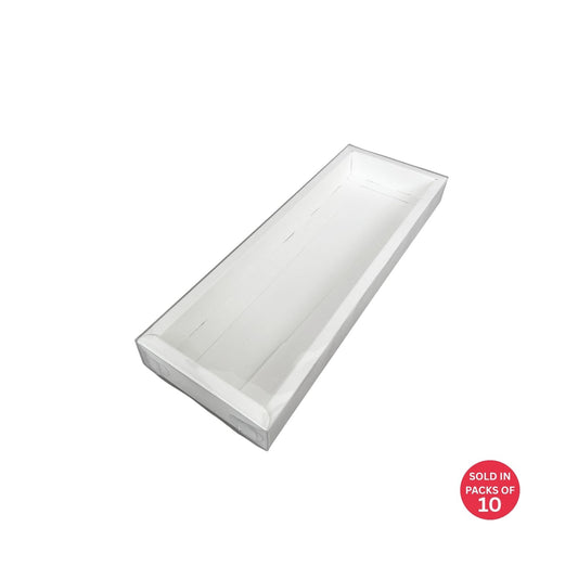 Long Rectangle Chocolate Box (White) 110x305x30mm (Pack of 10)