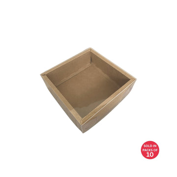 Square Cookie Box (Kraft) 190x190x60mm (Pack of 10)