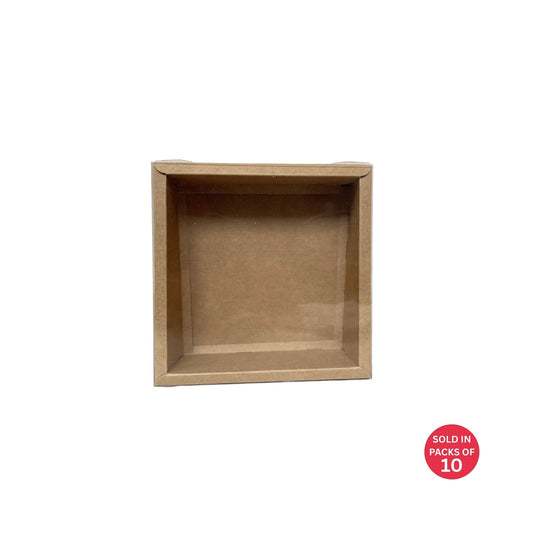 Square Cookie Box (Kraft) 190x190x60mm (Pack of 10)