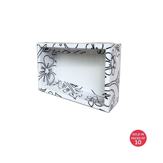 White Cookie Box (Flowers) 216x138x60mm (Pack of 10)