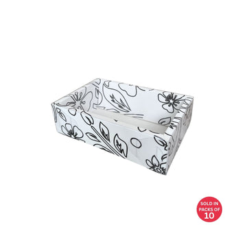 White Cookie Box (Flowers) 216x138x60mm (Pack of 10)