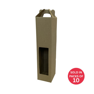 Kraft Single Bottle Wine Box With Handle (Pack of 10)