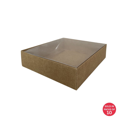 Kraft Box with PVC lid 210x190x53mm