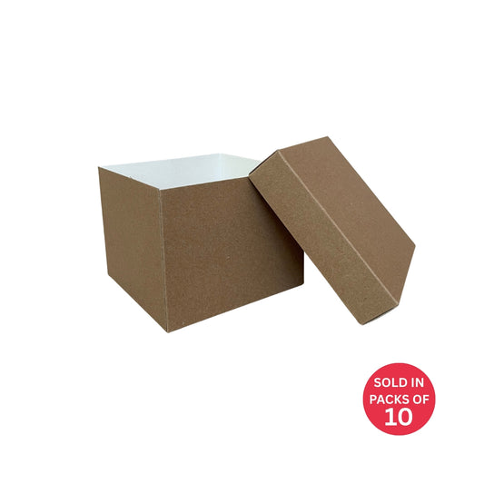 Kraft Lid & Base Gift Box (120x120x95mm) (Pack of 10)