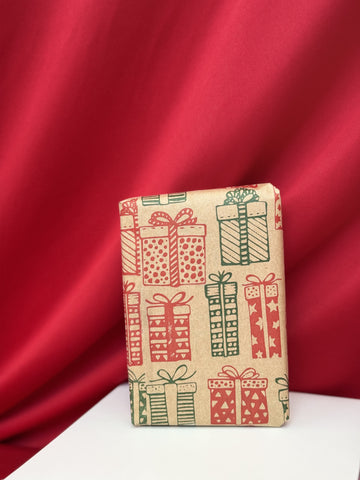 Christmas Trees (Red on Kraft) Gift Wrap (10m x 500mm)