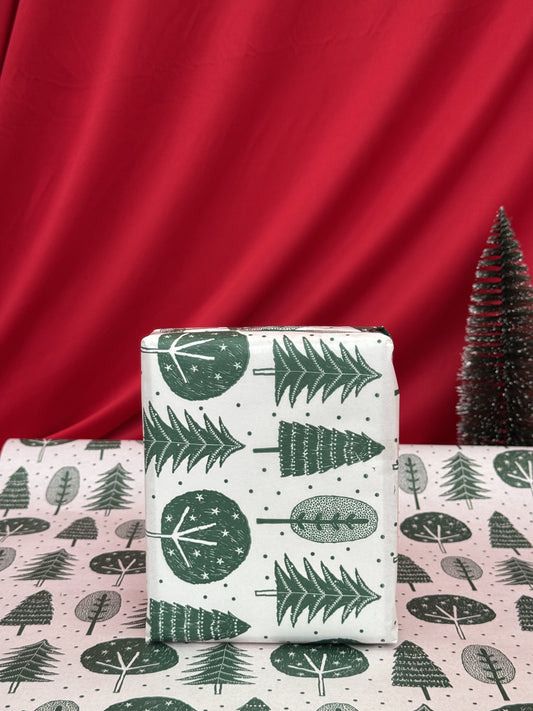 Christmas Trees (Green on White) Gift Wrap (10m x 500mm)