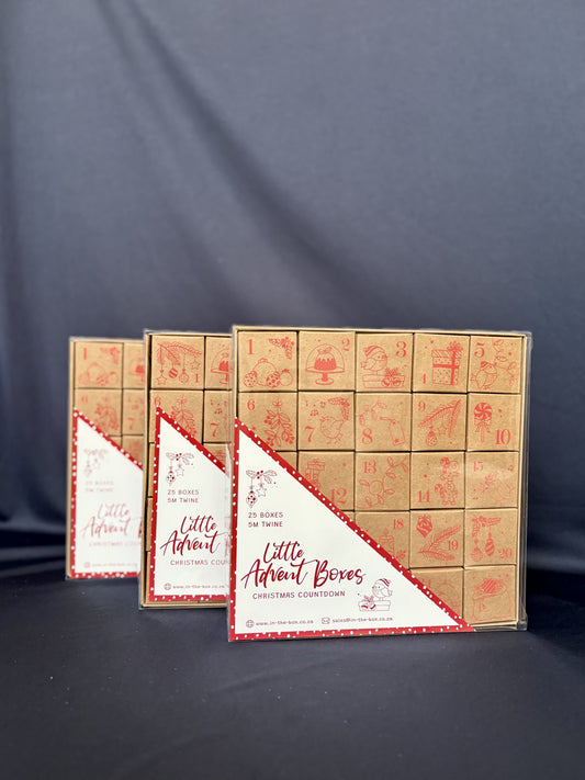 Little Advent Boxes (Red on Kraft)