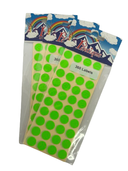 Sticker Dots (Lumo Green) (Pack of 360)