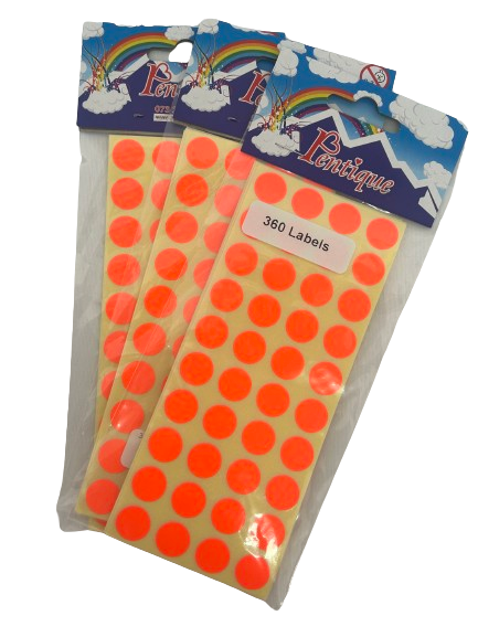 Sticker Dots (Lumo Orange) (Pack of 360)
