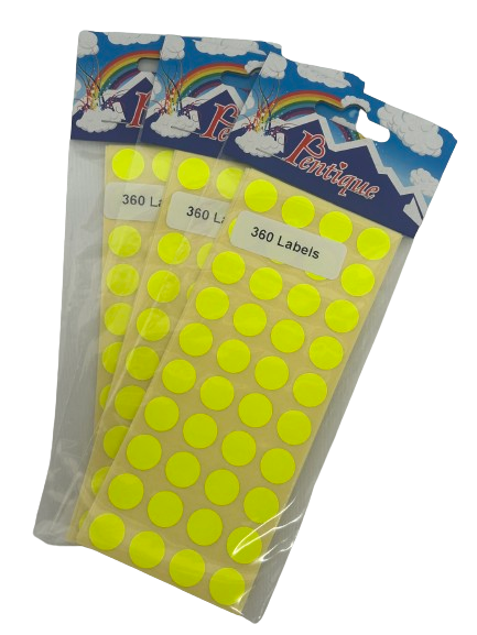Sticker Dots (Lumo Yellow) (Pack of 360)