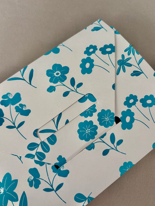 White Envelope Box (210x150x25mm) (Turquoise Floral) (Pack of 10)