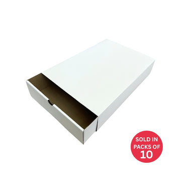 Large White Sliding Gift Box With Sleeve (White) 350x245x75mm