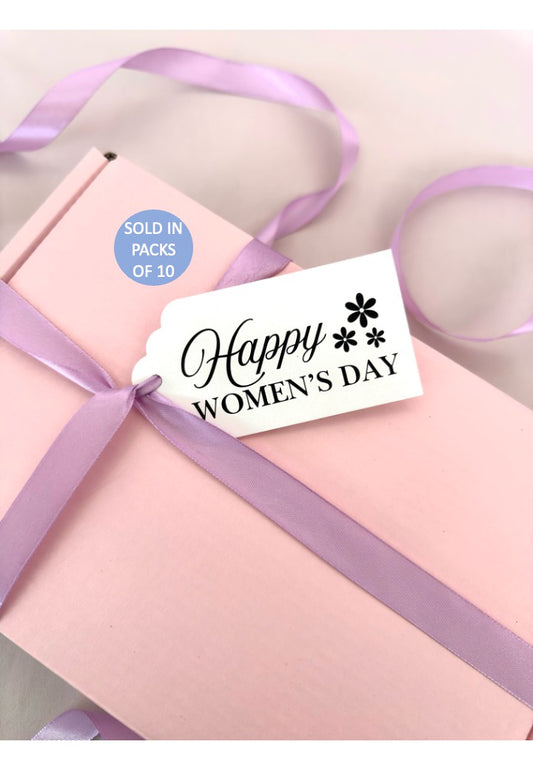 Happy Women's Day Gift Tag (Black on White) (Pack of 10)