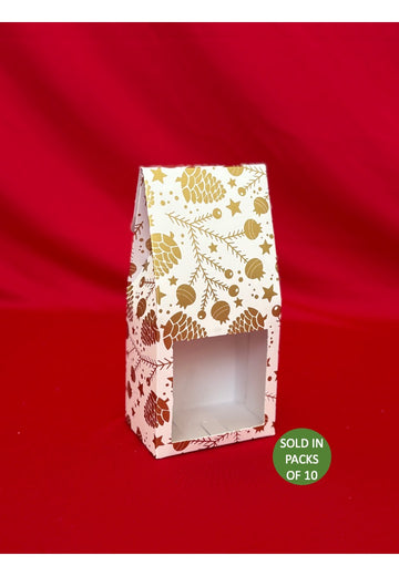 White Coffee Box with Window (Gold Pinecone Party) (Pack of 10)