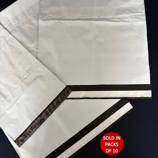 White envelopes with black stripes on a black background, sold in packs of 10.