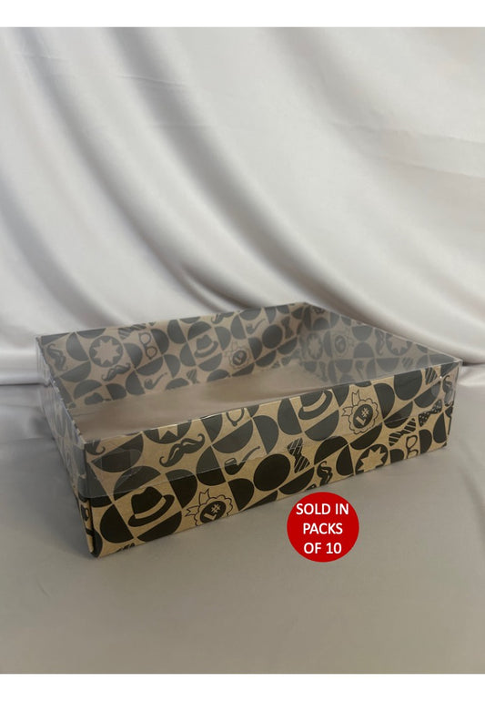 Kraft Hamper Box (300x220x80mm) (Black Dapper Dad)