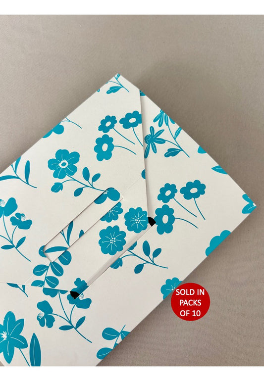 White Envelope Box (210x150x25mm) (Turquoise Floral) (Pack of 10)