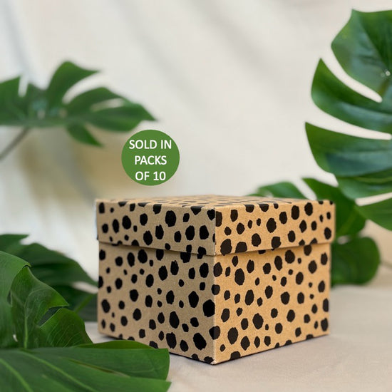 Cheetah print box with green leafy background