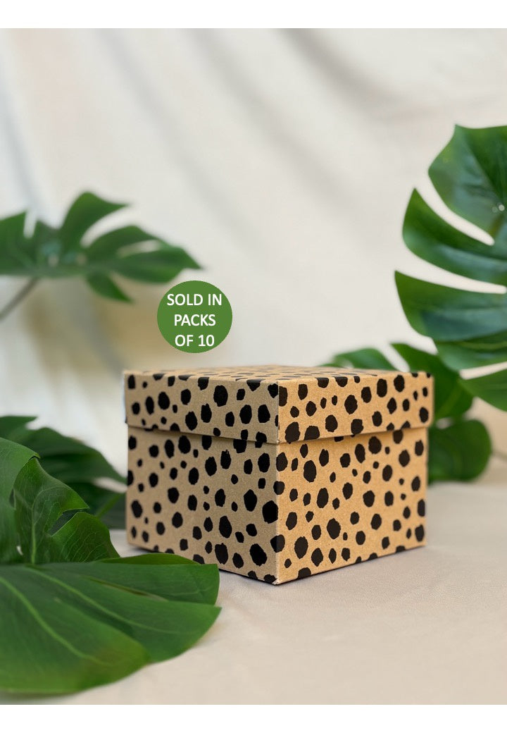 Cheetah print box with green leafy background